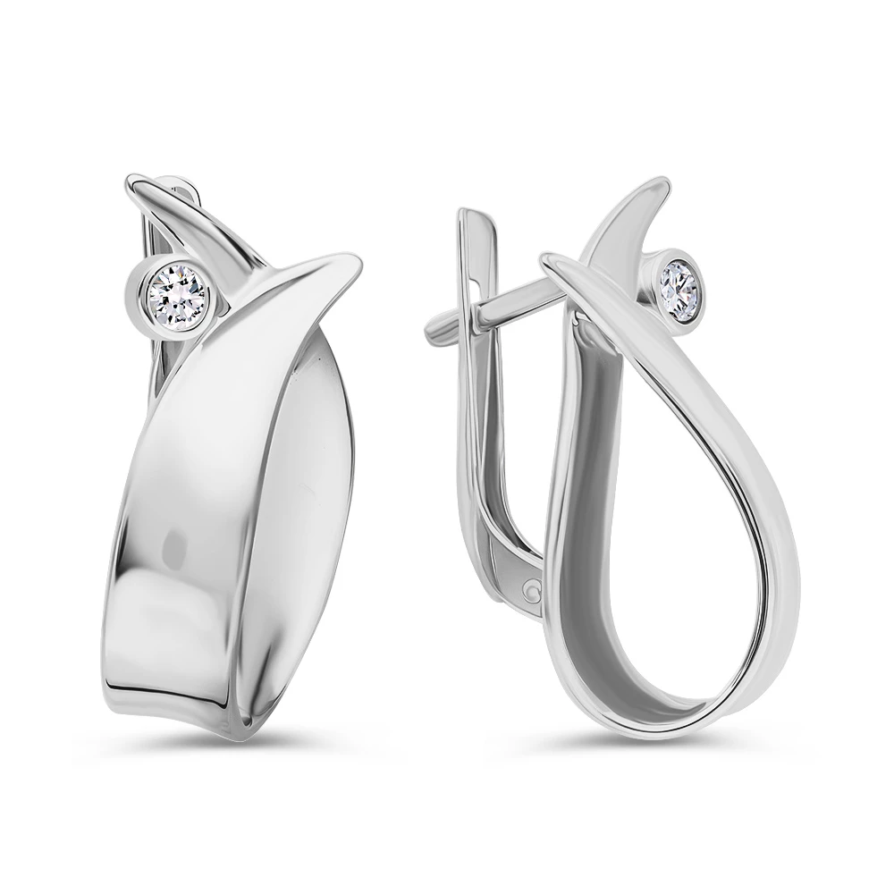 Серьги с фианитами из серебра 925 пробы