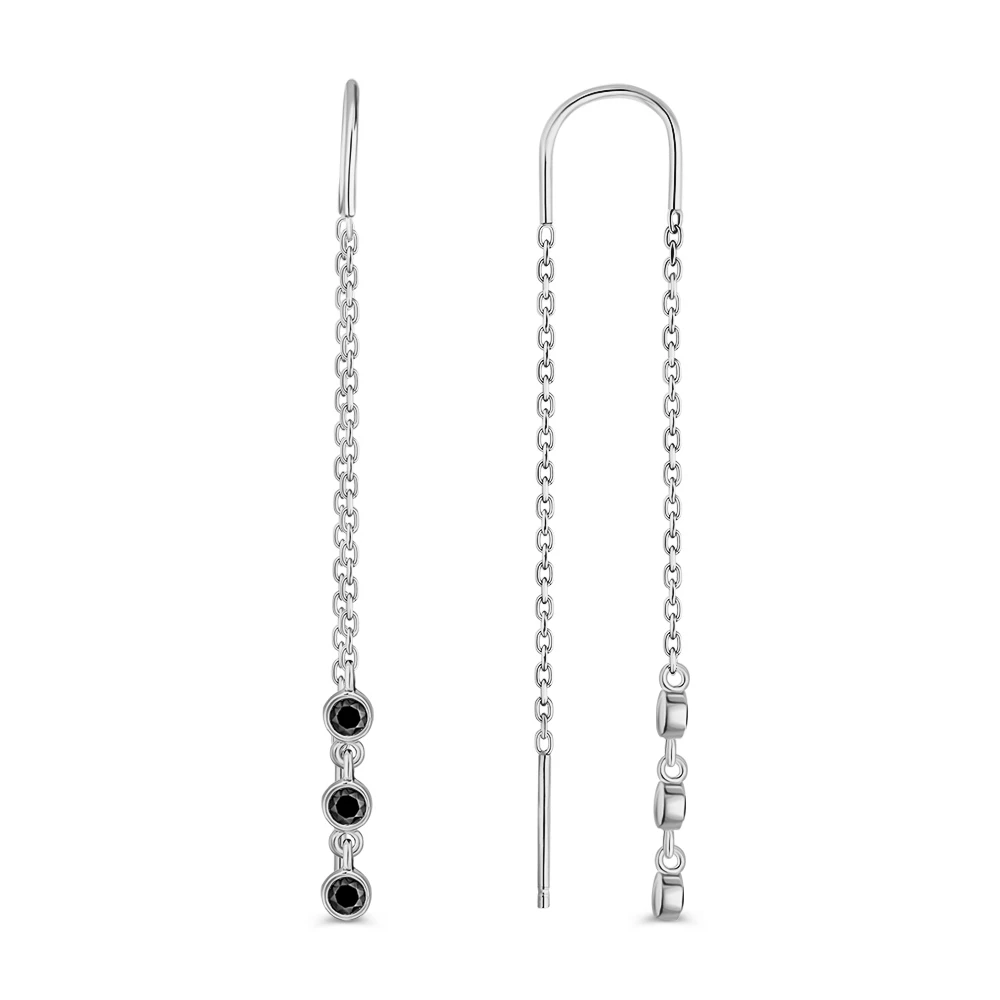 Серьги с фианитами из серебра 925 пробы