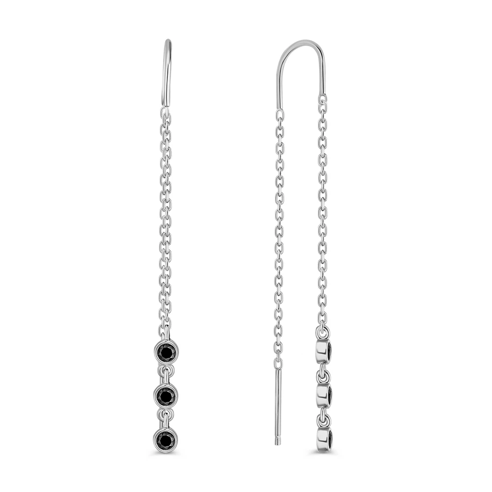 Серьги с фианитами из серебра 925 пробы
