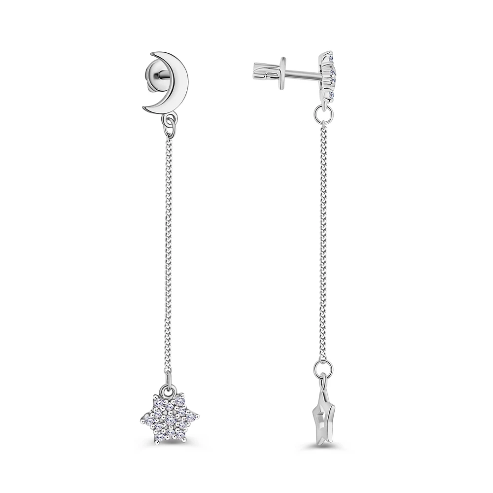 Серьги с фианитами из серебра 925 пробы