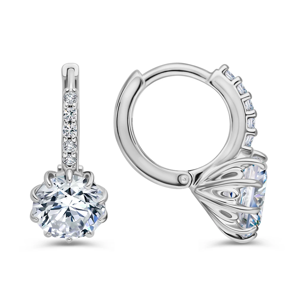 Серьги с фианитами из серебра 925 пробы