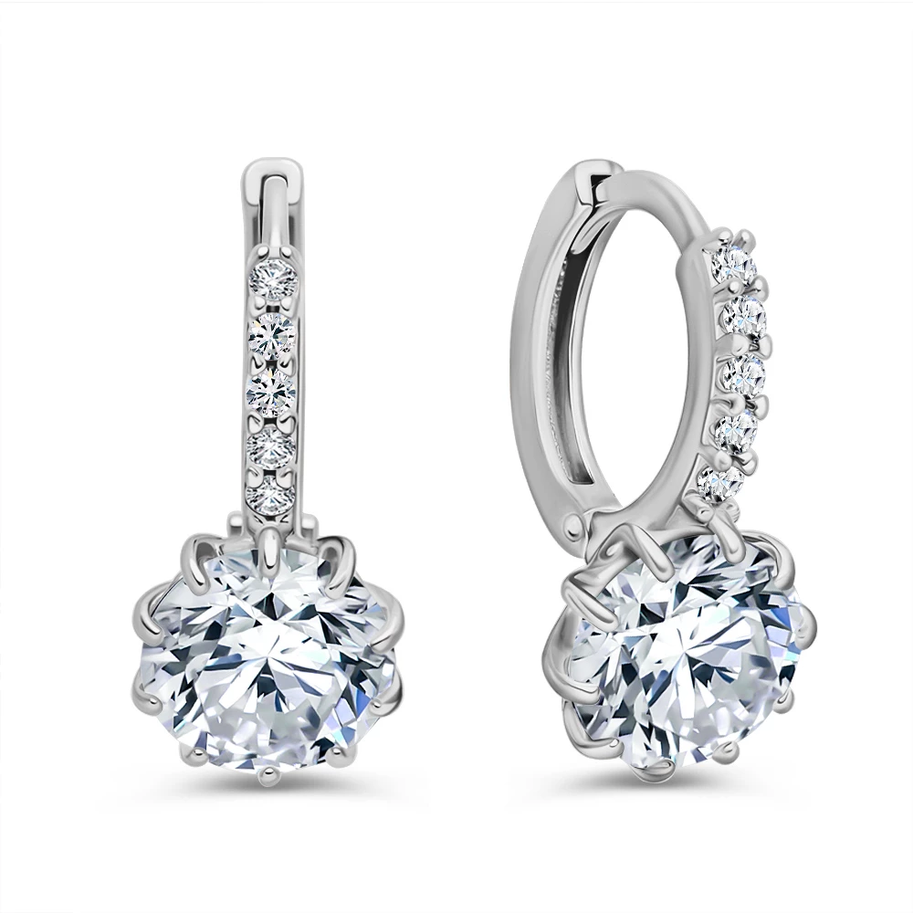 Серьги с фианитами из серебра 925 пробы