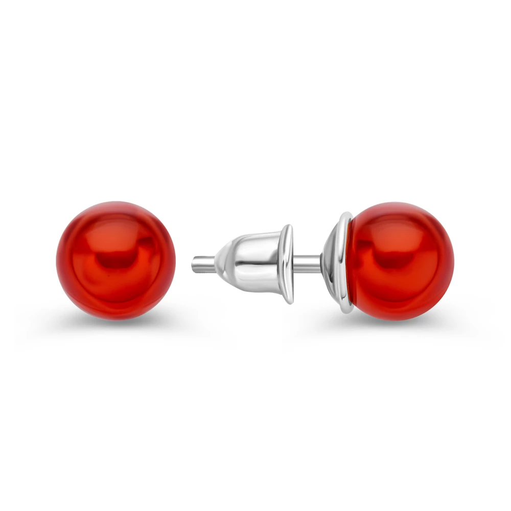 Серьги с янтарем из серебра 925 пробы