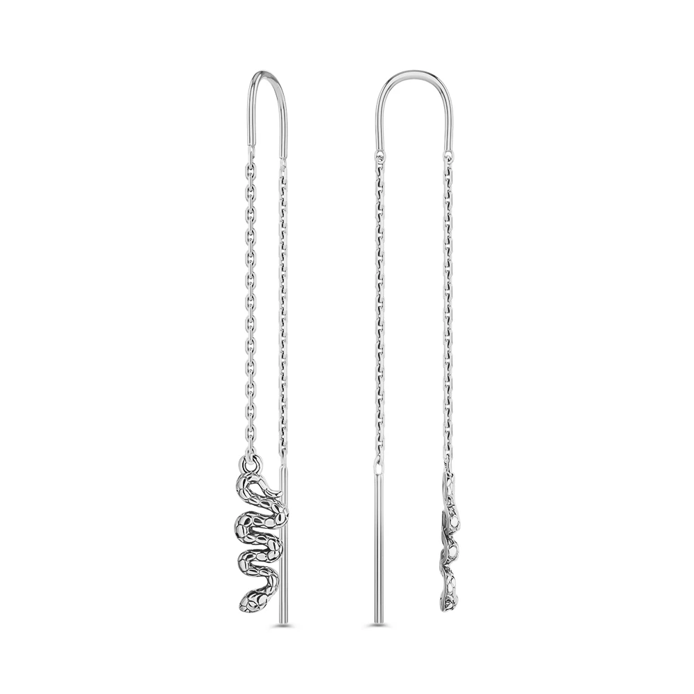 Серьги  Змея из серебра 925 пробы