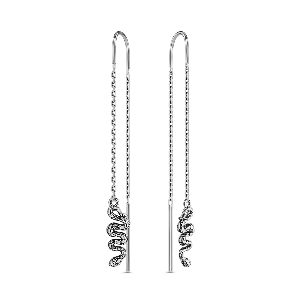 Серьги  Змея из серебра 925 пробы