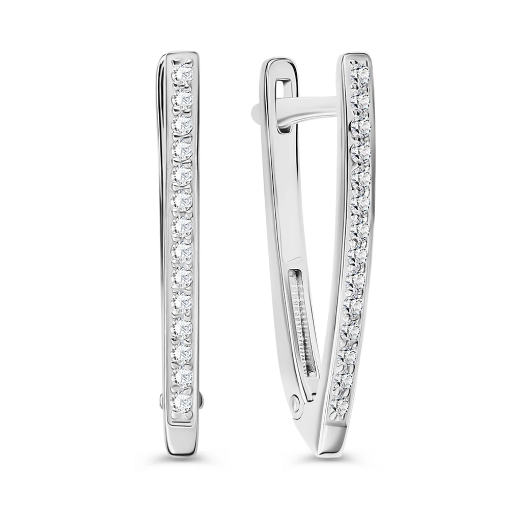 Серьги с фианитами из серебра 925 пробы