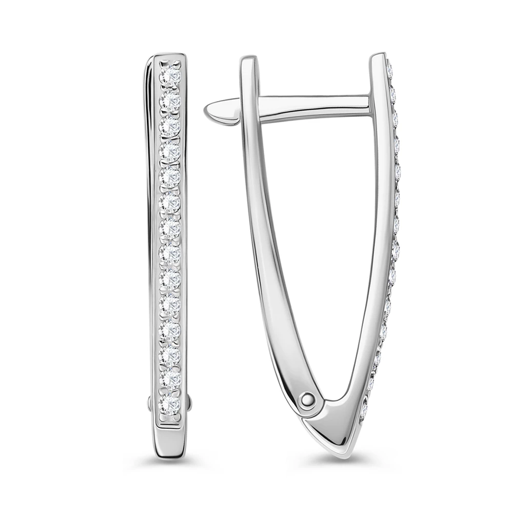 Серьги с фианитами из серебра 925 пробы