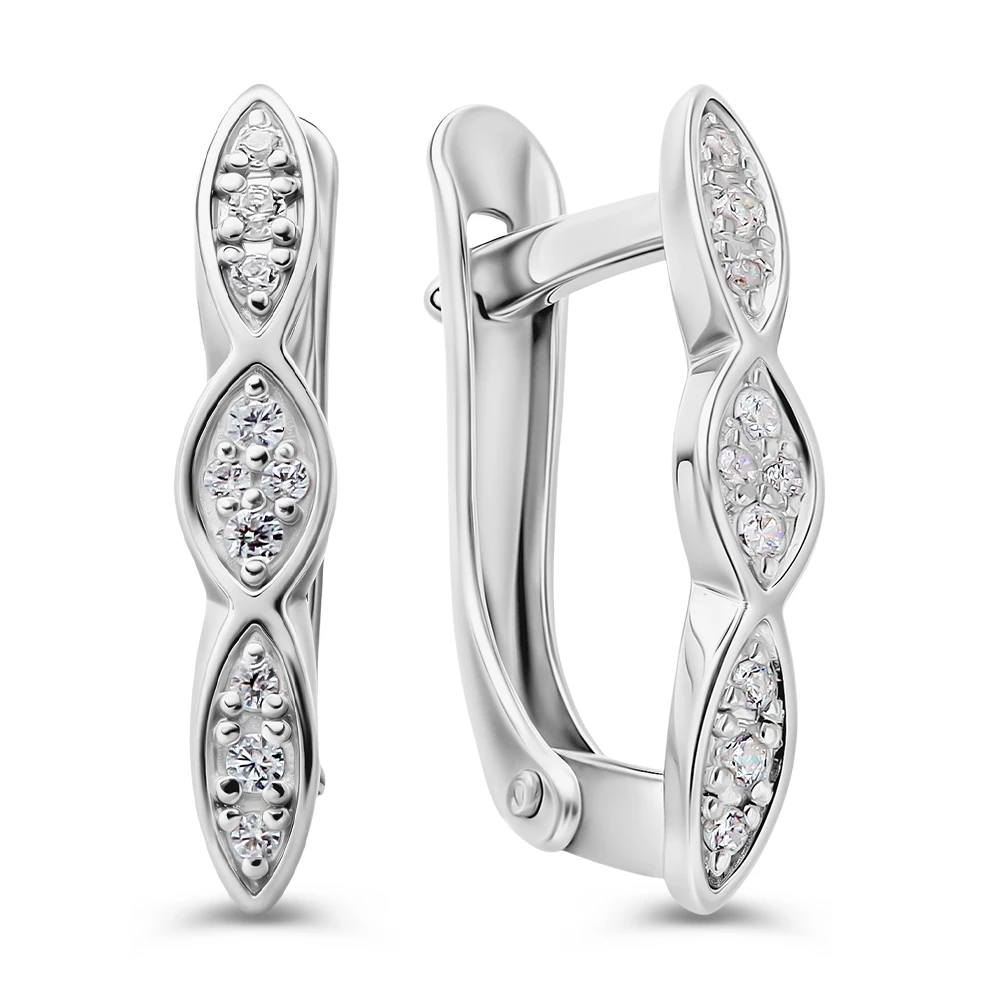 Серьги с фианитами из серебра 925 пробы