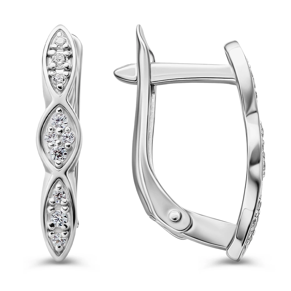 Серьги с фианитами из серебра 925 пробы