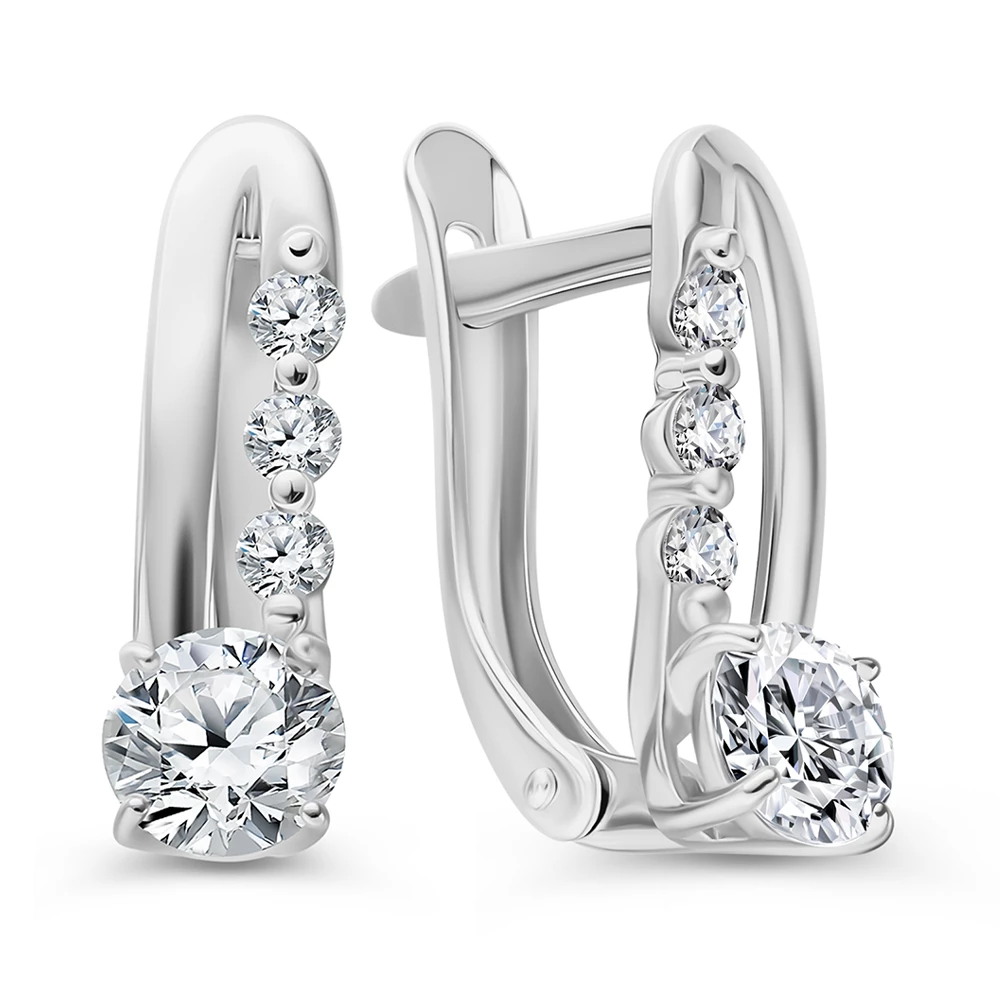 Серьги с фианитами из серебра 925 пробы