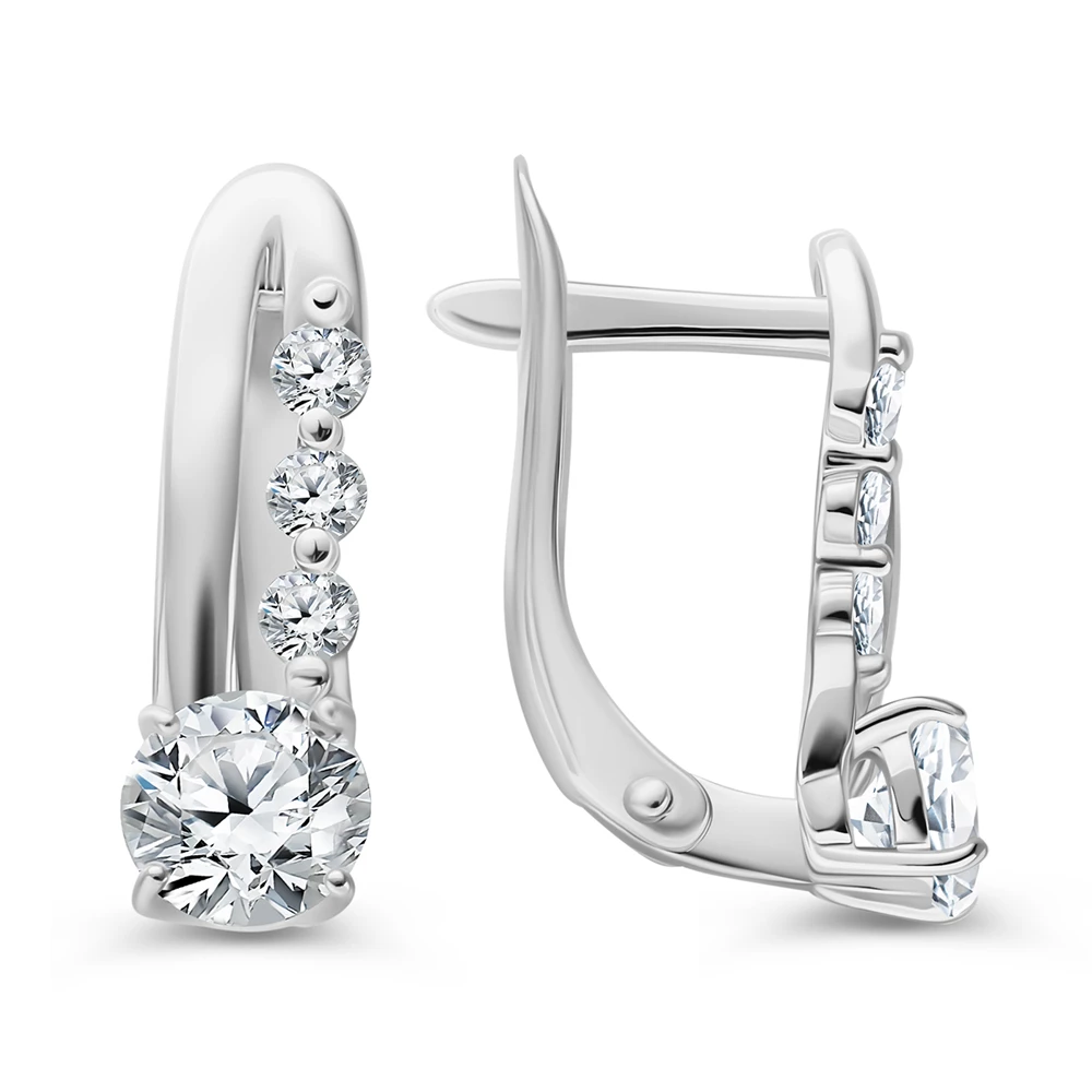 Серьги с фианитами из серебра 925 пробы