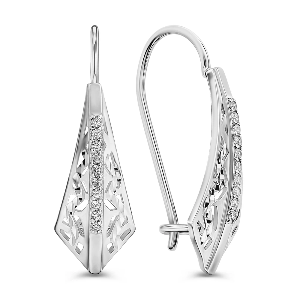 Серьги  Змея с фианитами из серебра 925 пробы