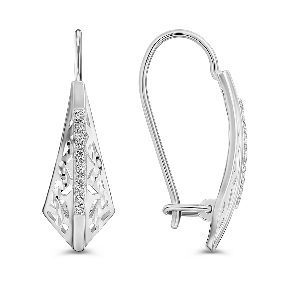 Серьги  Змея с фианитами из серебра 925 пробы
