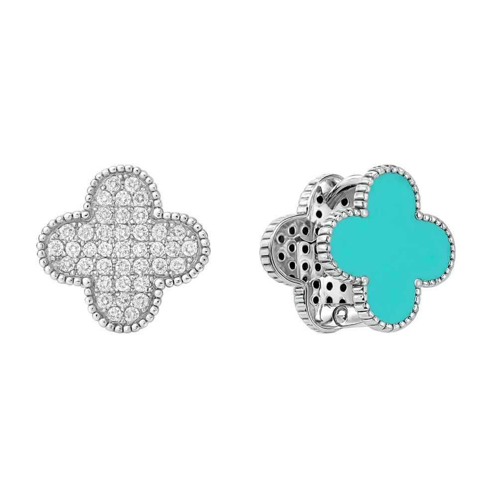 Серьги с фианитами из серебра 925 пробы