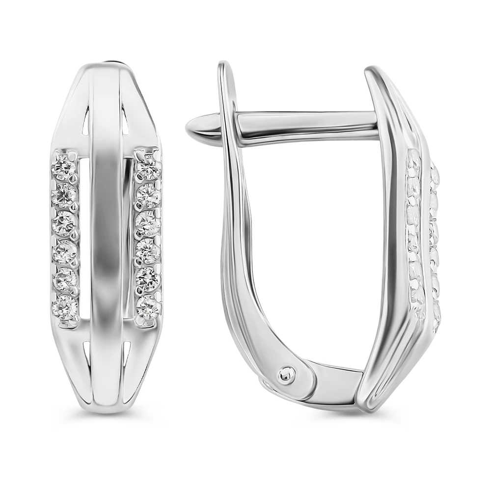 Серьги с фианитами из серебра 925 пробы