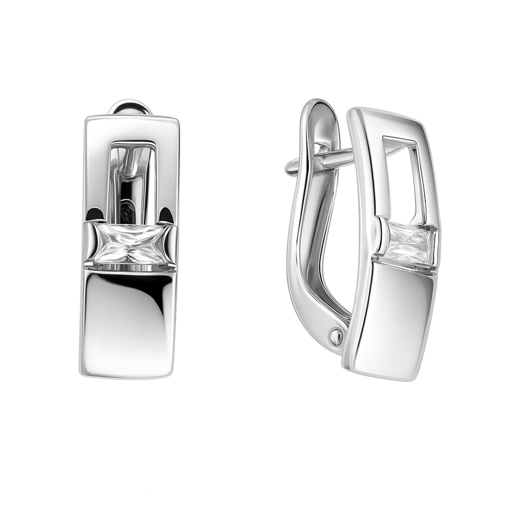 Серьги с цирконием из серебра 925 пробы