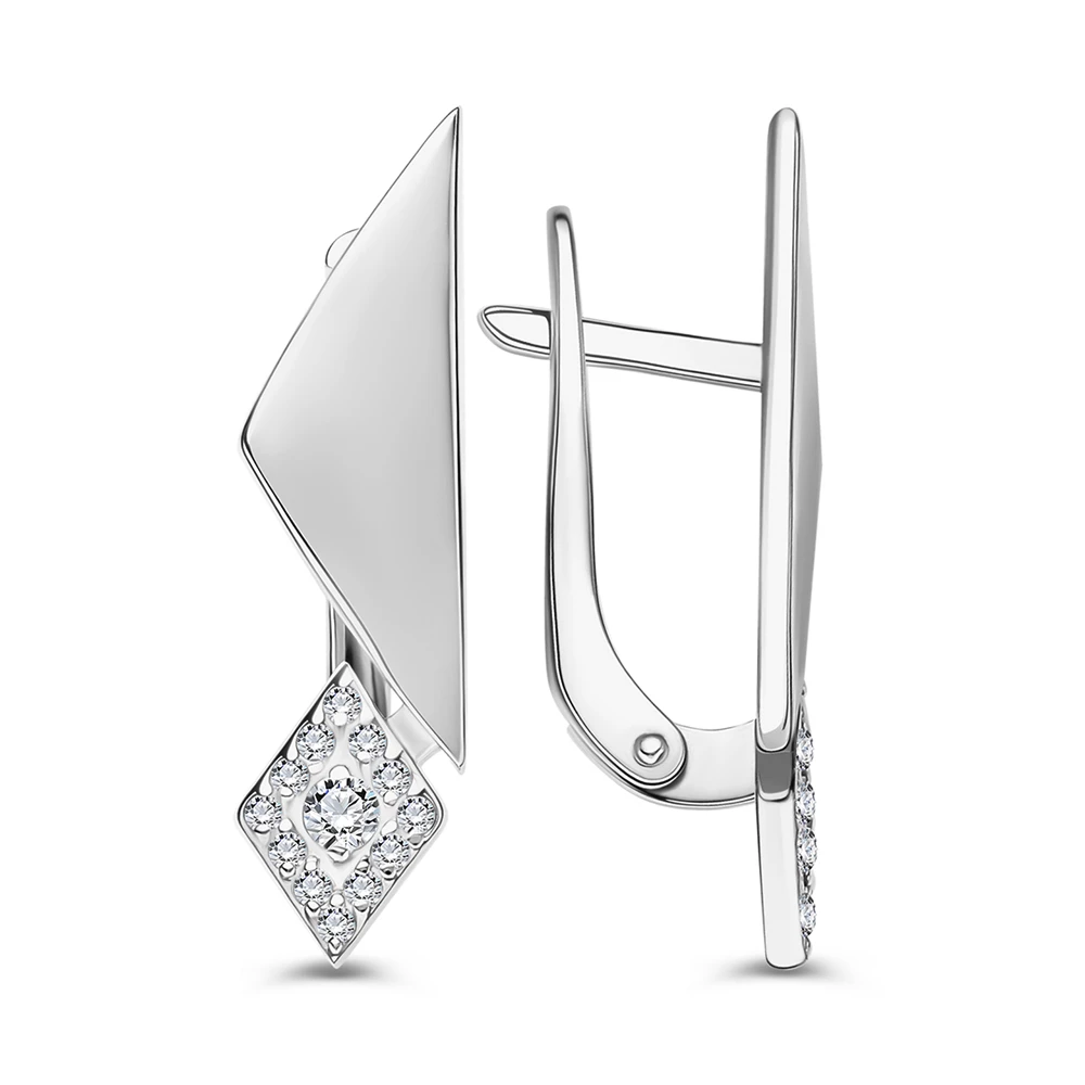 Серьги с фианитами из серебра 925 пробы