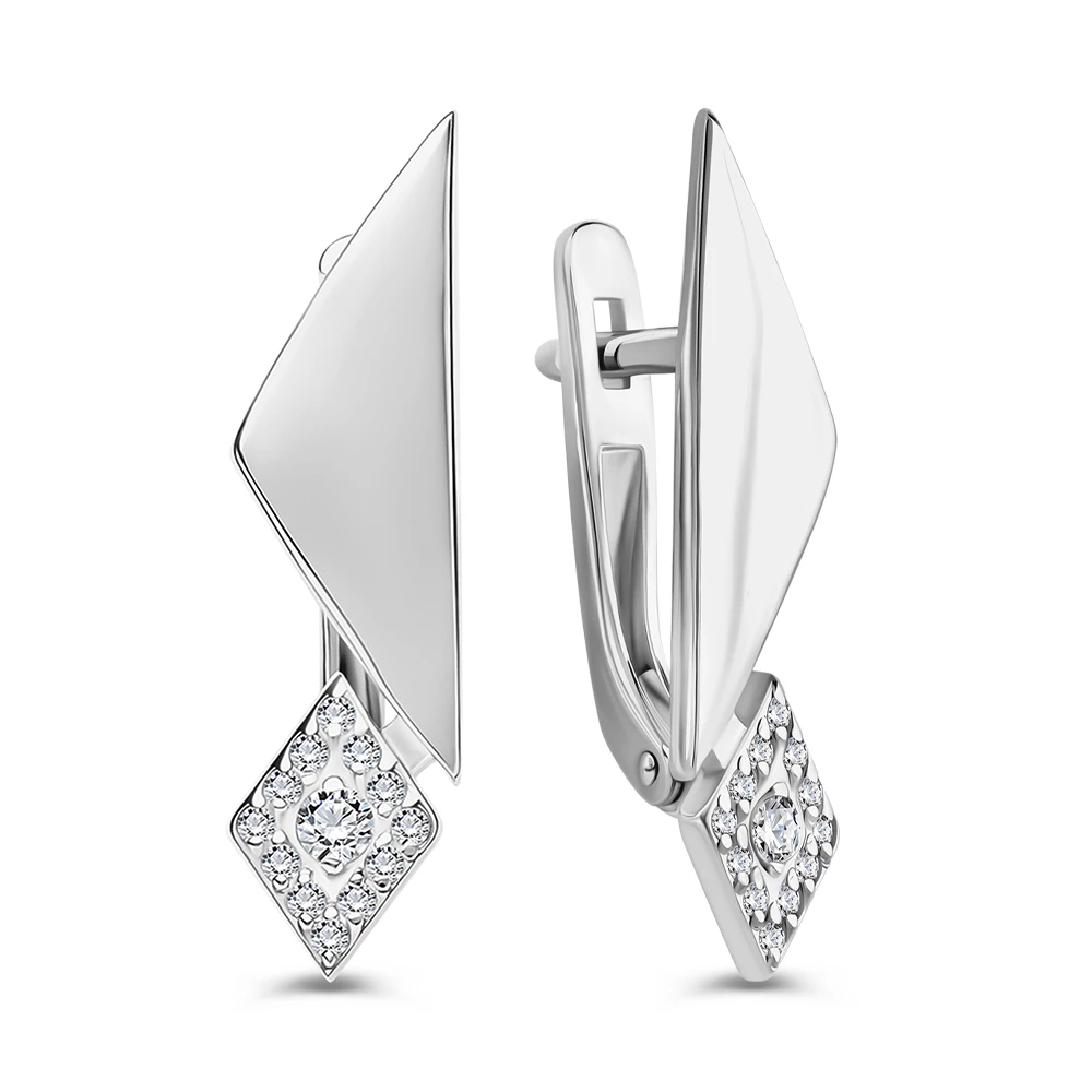 Серьги с фианитами из серебра 925 пробы