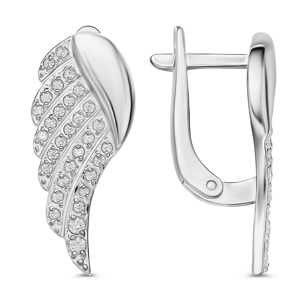 Серьги с фианитами из серебра 925 пробы