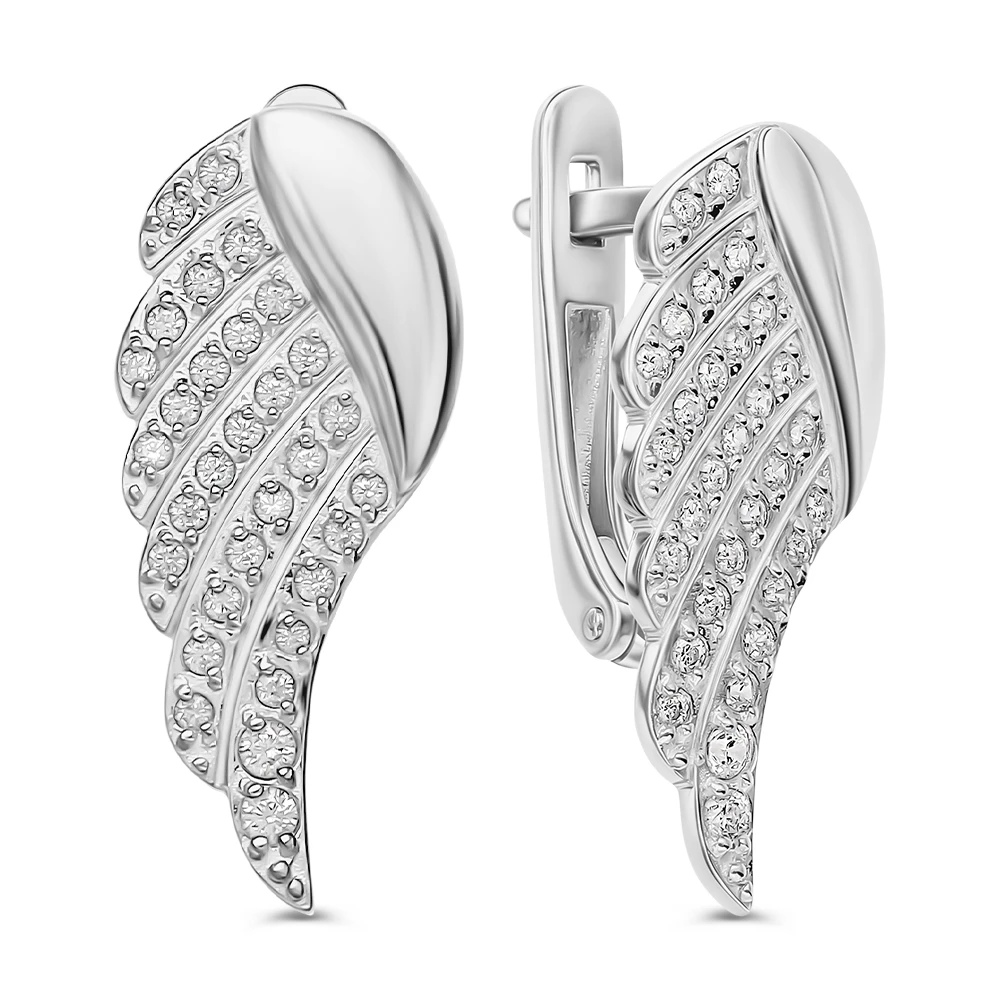 Серьги с фианитами из серебра 925 пробы