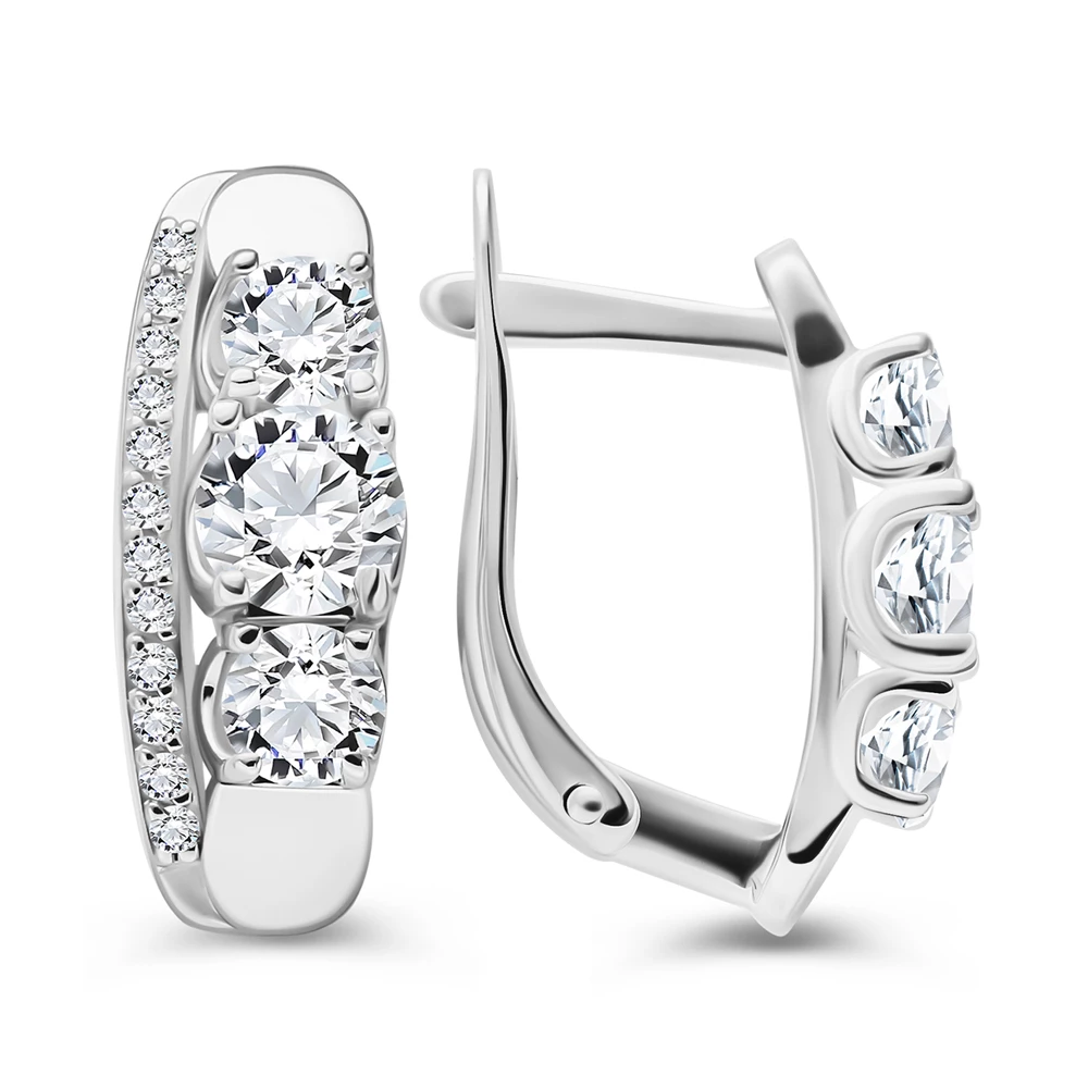 Серьги с фианитами из серебра 925 пробы