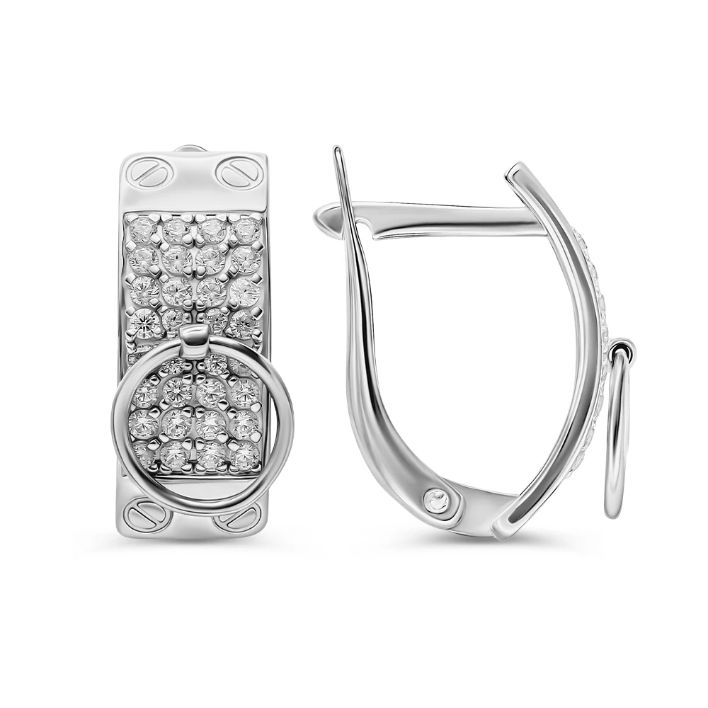 Серьги с фианитами из серебра 925 пробы