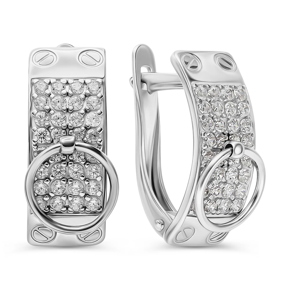 Серьги с фианитами из серебра 925 пробы