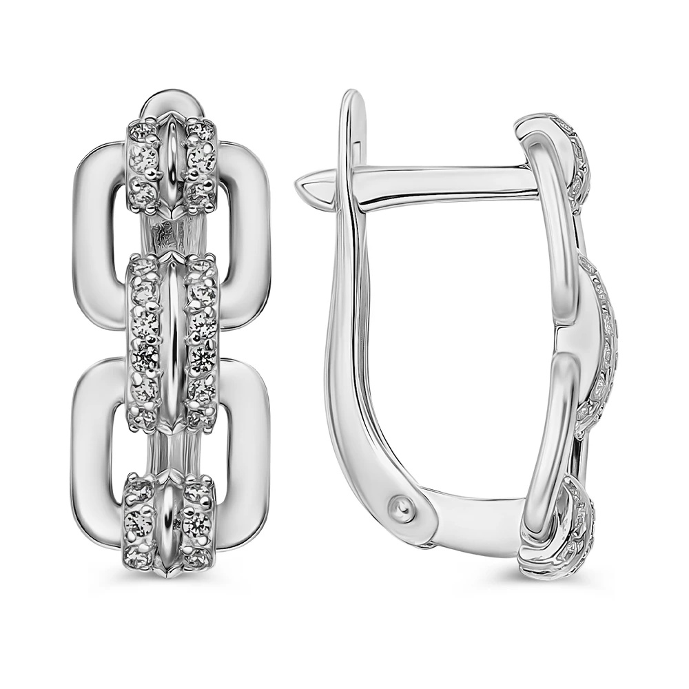 Серьги с фианитами из серебра 925 пробы
