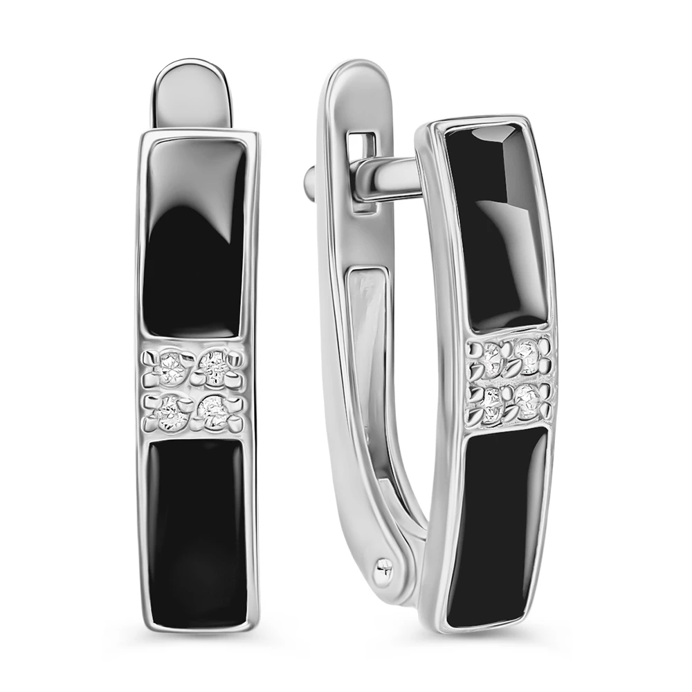 Серьги с фианитами из серебра 925 пробы