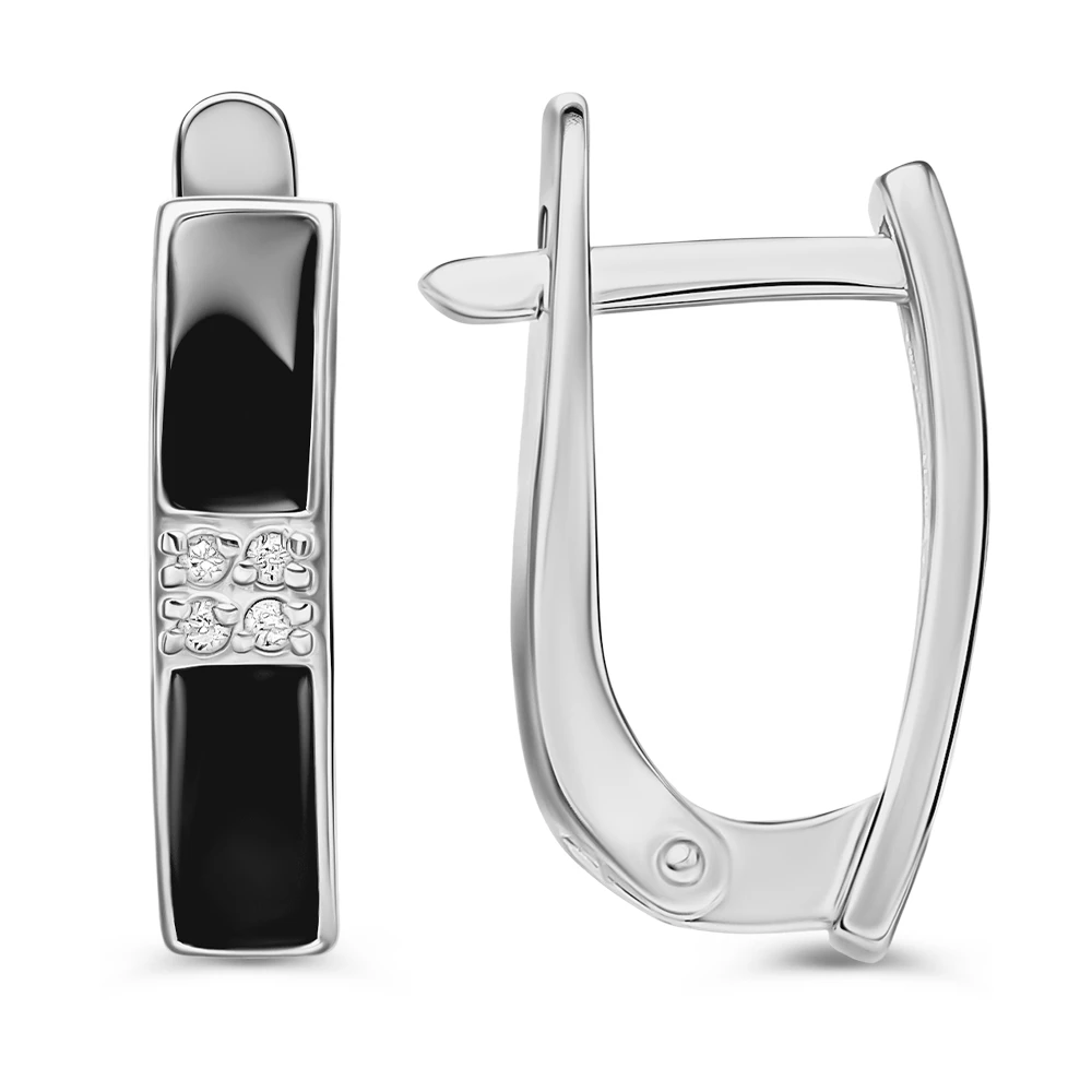 Серьги с фианитами из серебра 925 пробы