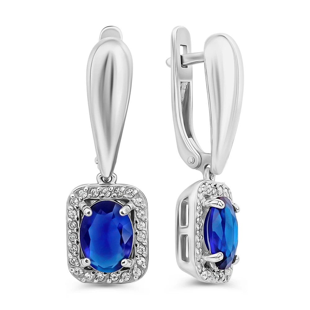 Серьги с фианитами из серебра 925 пробы