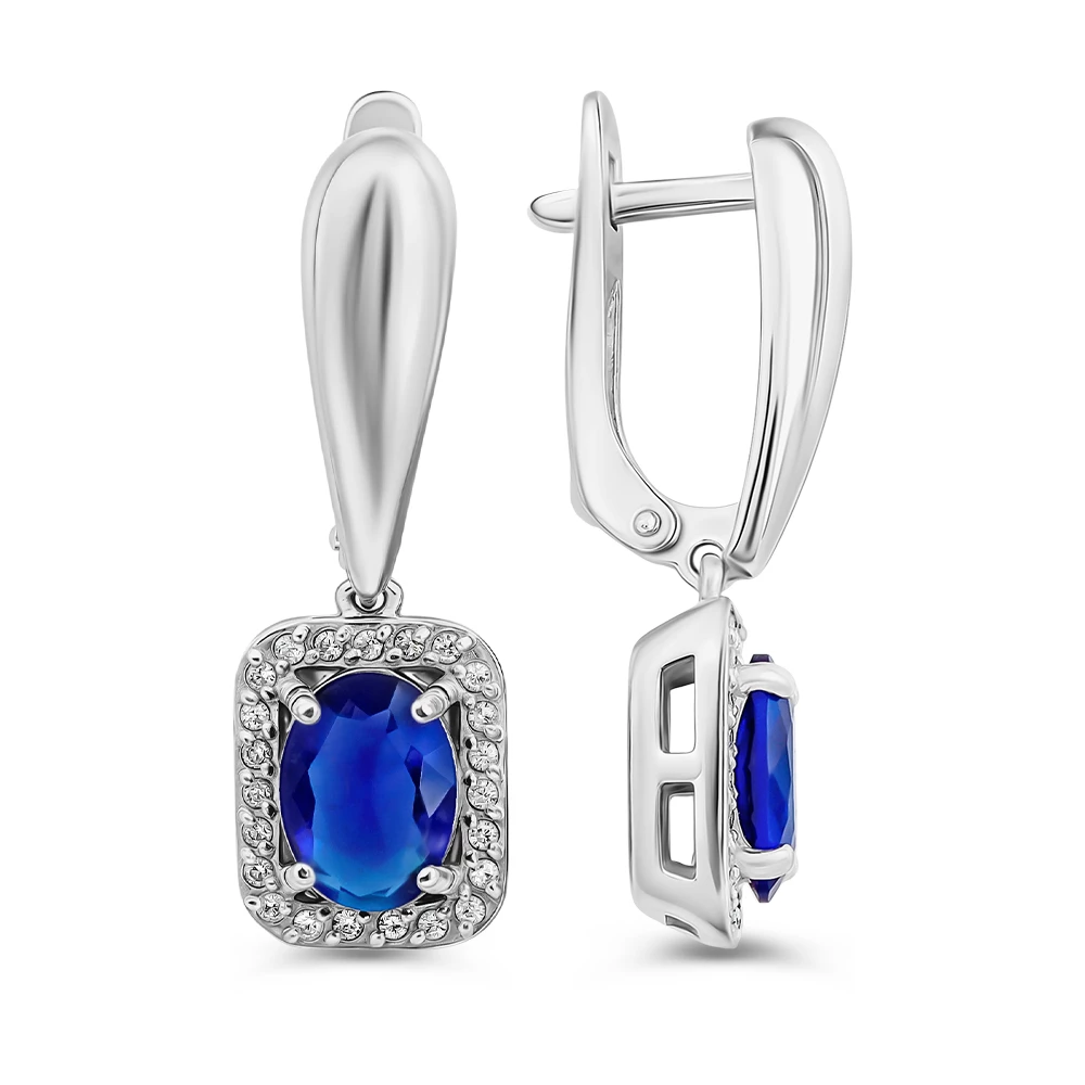 Серьги с фианитами из серебра 925 пробы