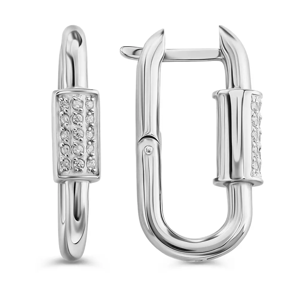 Серьги конго с фианитами из серебра 925 пробы 3