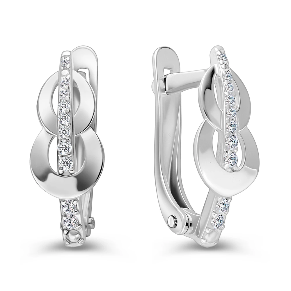 Серьги с фианитами из серебра 925 пробы
