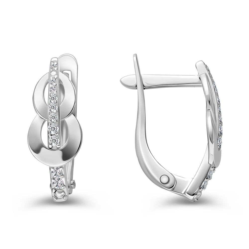 Серьги с фианитами из серебра 925 пробы