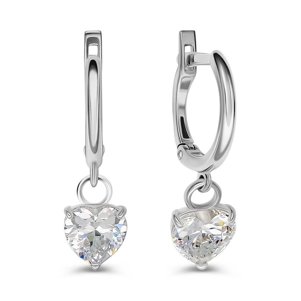 Серьги с фианитами из серебра 925 пробы