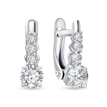 Серьги с фианитами из серебра 925 пробы