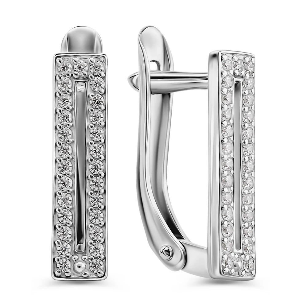 Серьги с фианитами из серебра 925 пробы