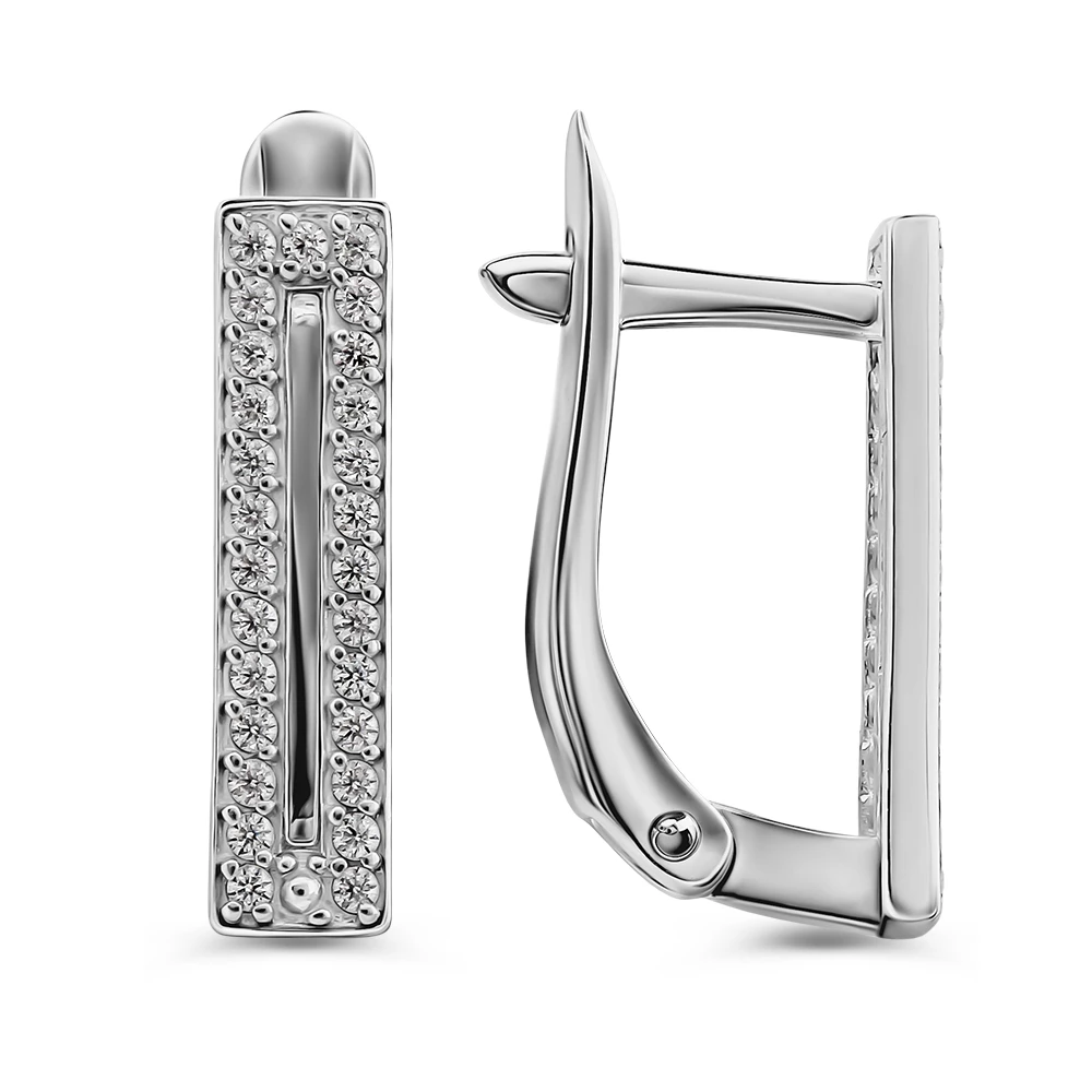 Серьги с фианитами из серебра 925 пробы