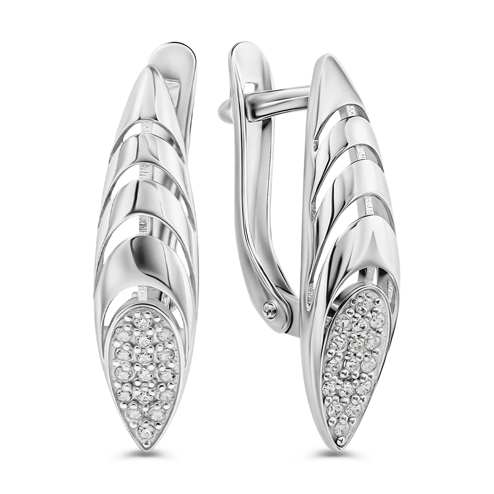 Серьги с фианитами из серебра 925 пробы