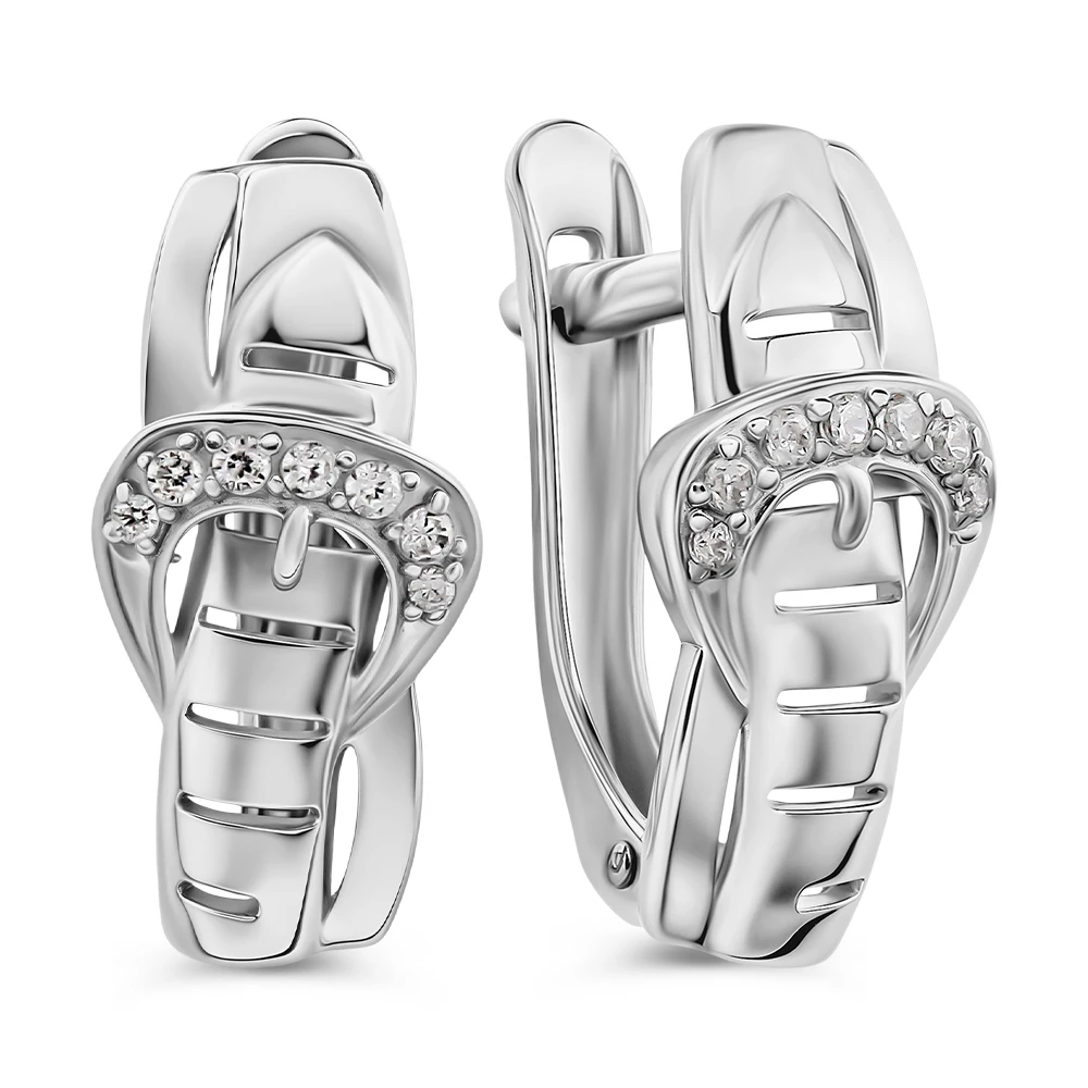Серьги с фианитами из серебра 925 пробы
