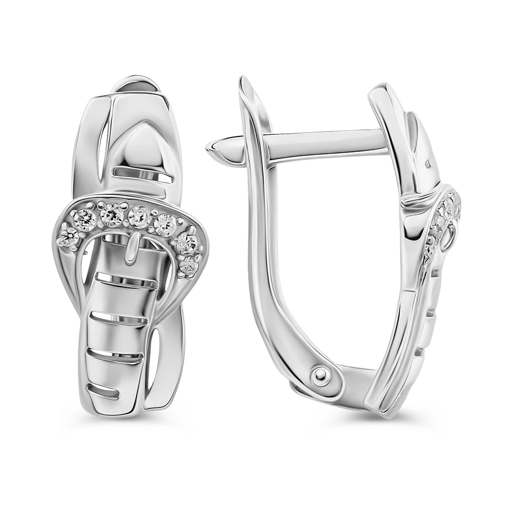 Серьги с фианитами из серебра 925 пробы