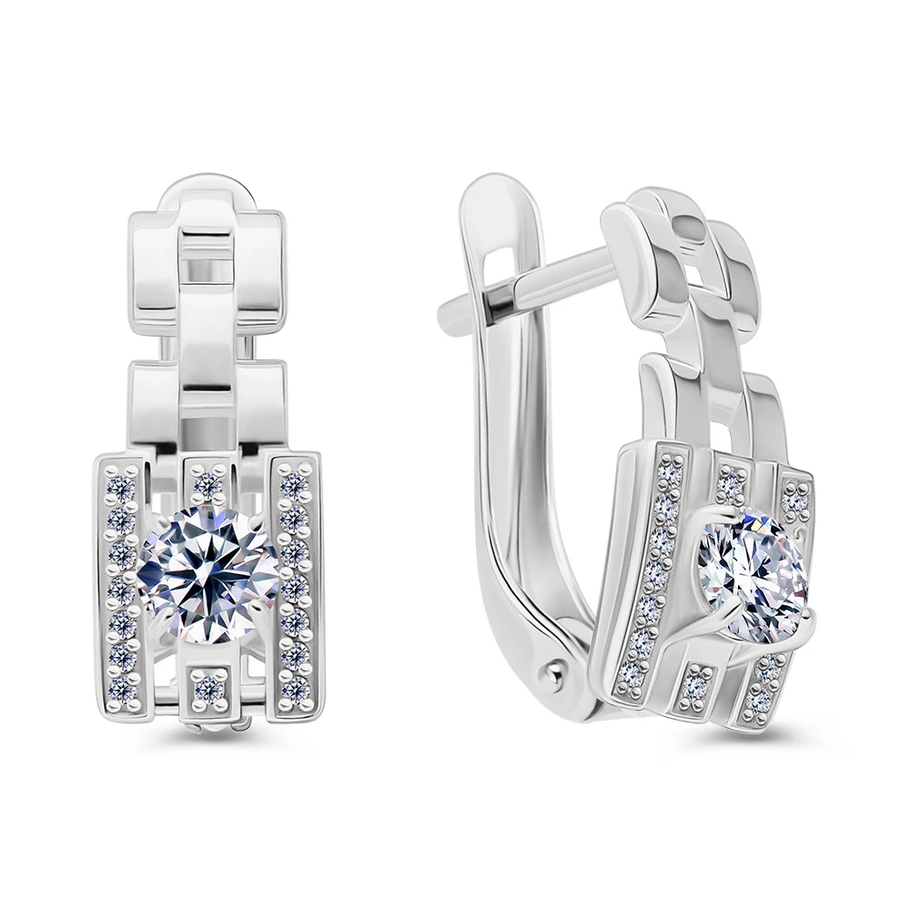 Серьги с фианитами из серебра 925 пробы