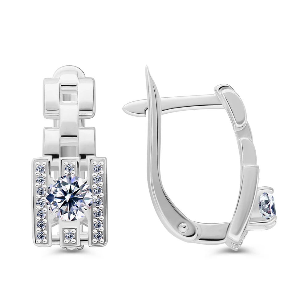 Серьги с фианитами из серебра 925 пробы