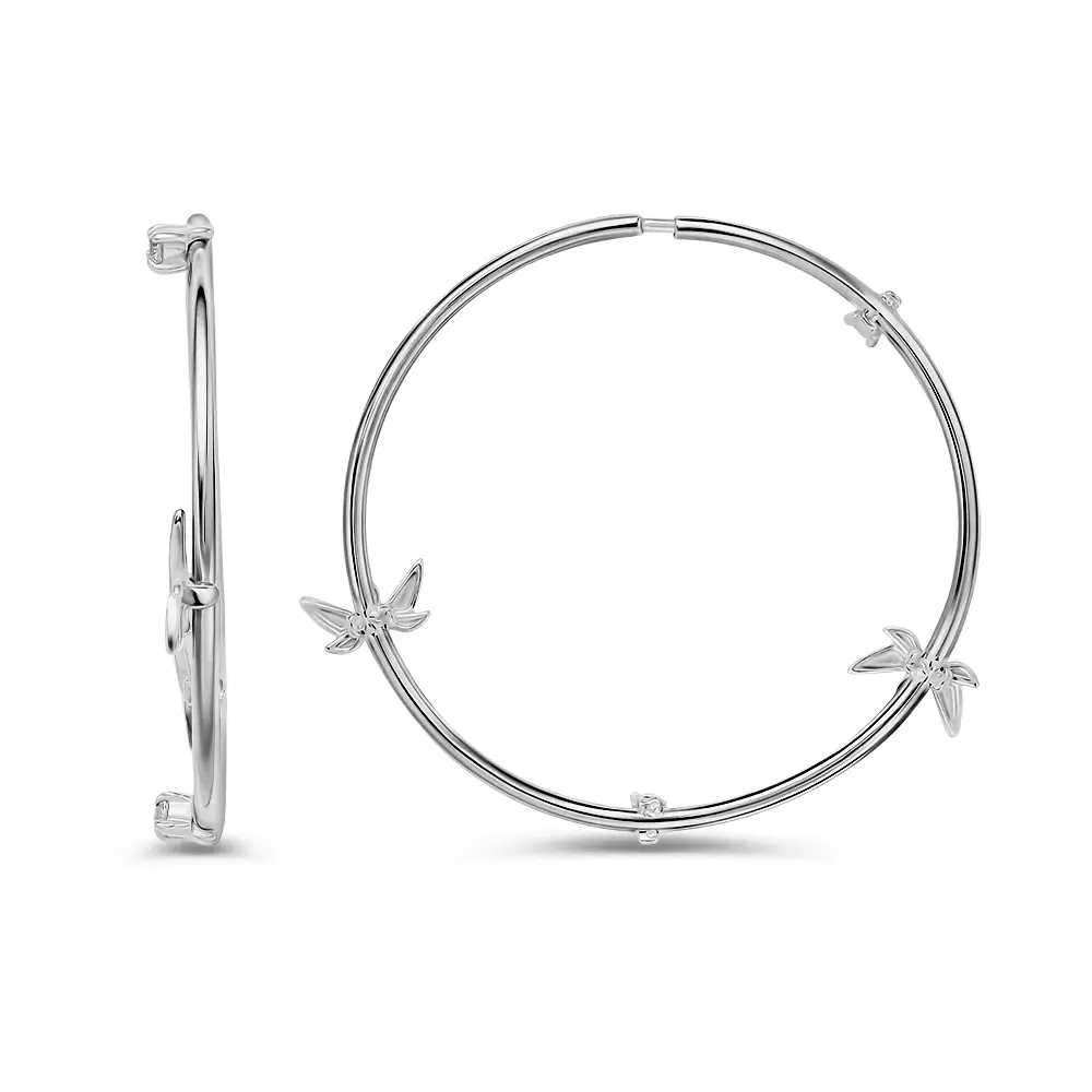 Серьги конго с фианитами из серебра 925 пробы 3