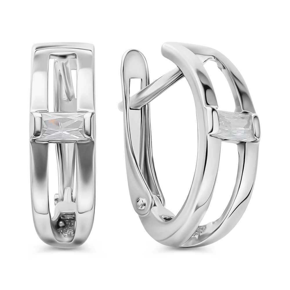 Серьги с цирконием из серебра 925 пробы