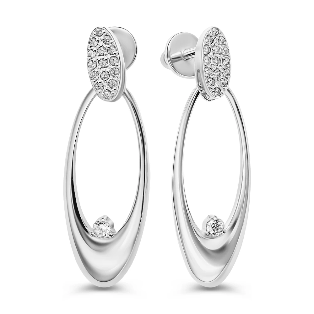 Серьги с фианитами из серебра 925 пробы