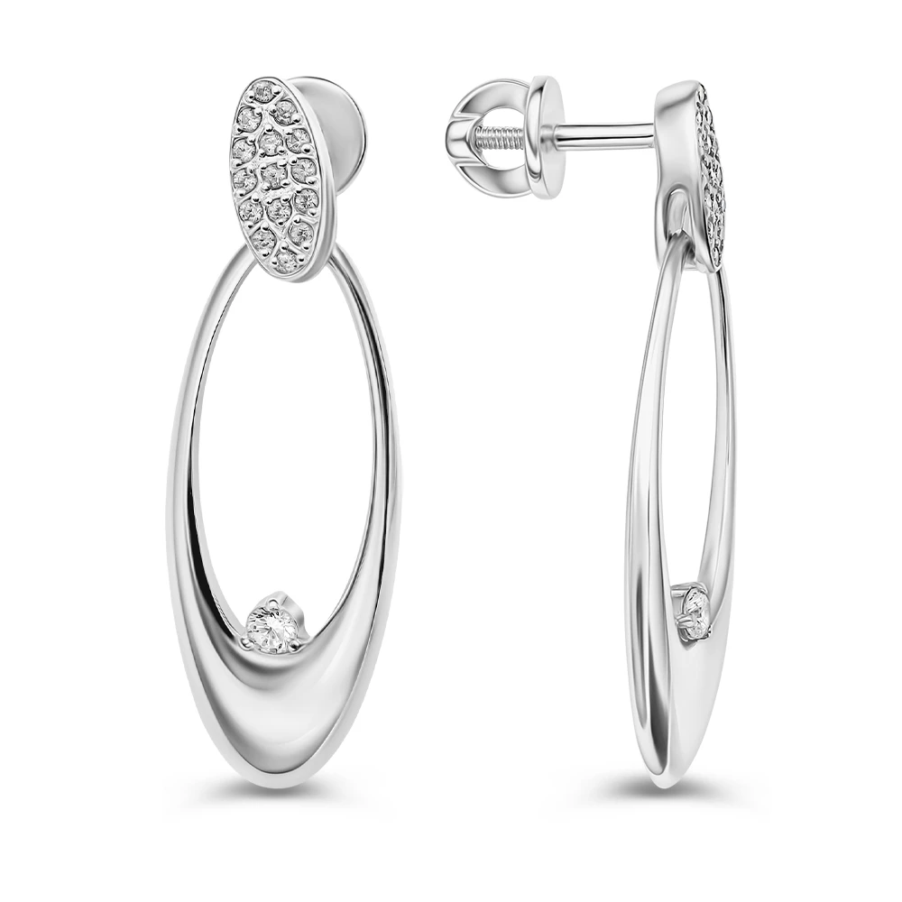 Серьги с фианитами из серебра 925 пробы