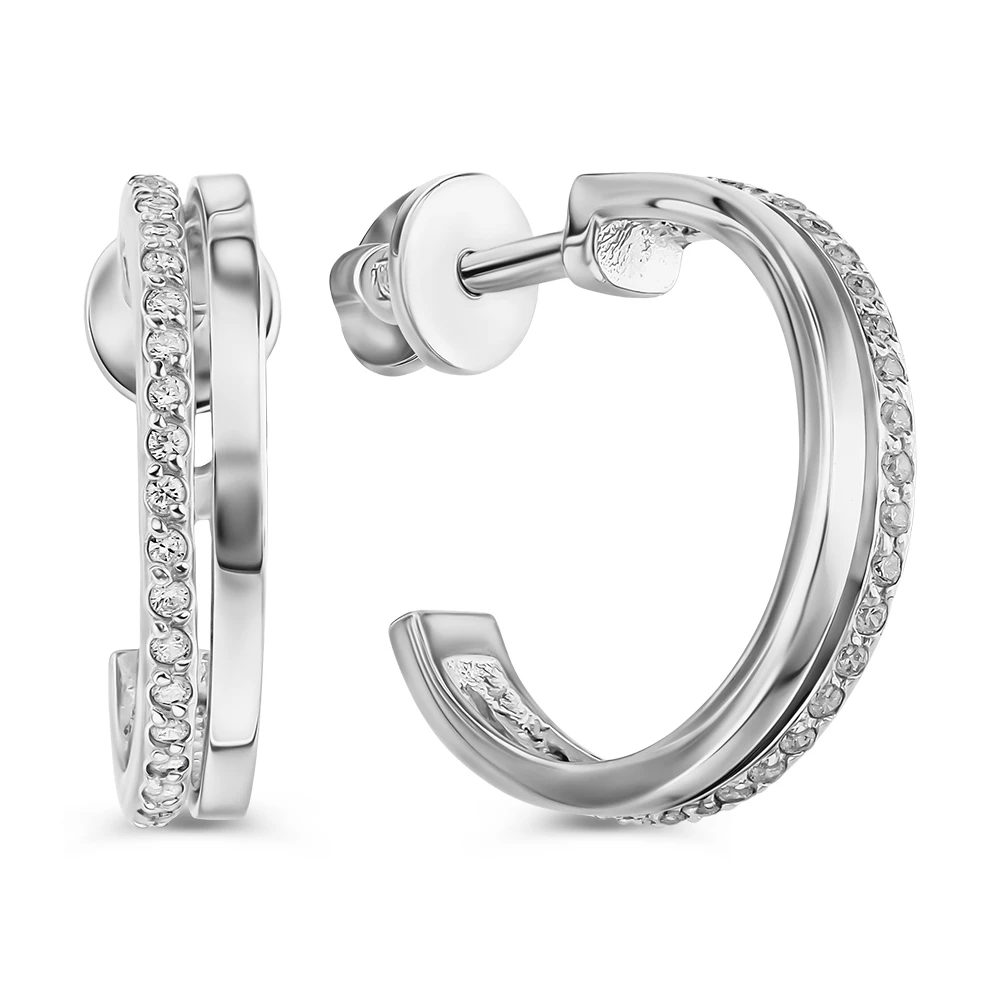 Серьги с фианитами из серебра 925 пробы