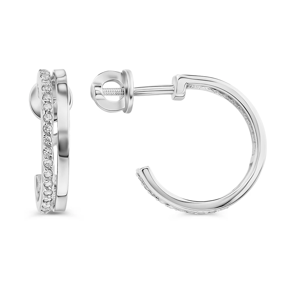 Серьги с фианитами из серебра 925 пробы